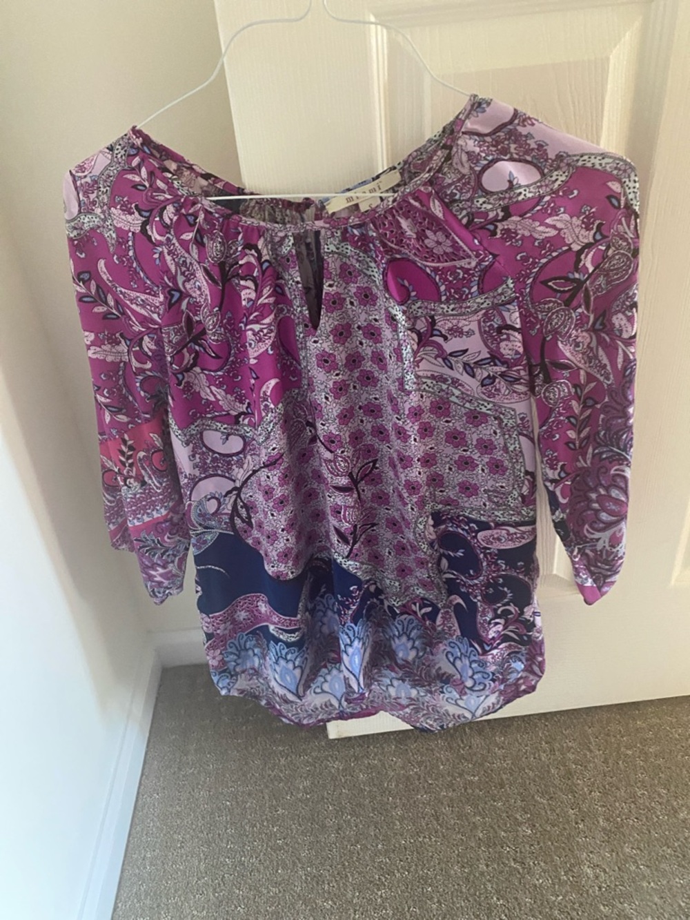 miami Purple Paisley Patchwork Tunic Top